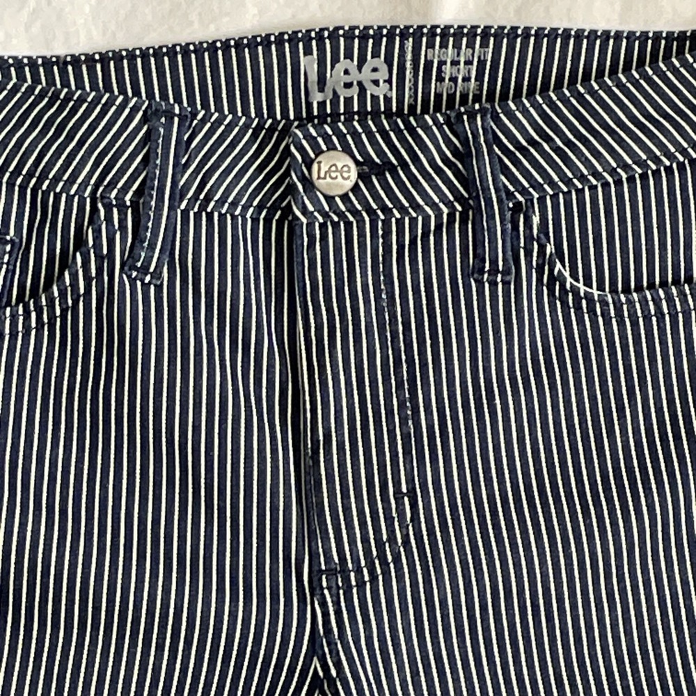 Womens Railroad Stripe Vintage Style Size 10 Shorts Mid Rise Reg Fit 7" Inseam - Picture 4 of 10